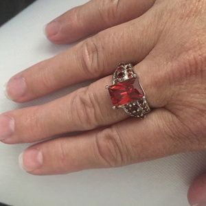 Red Stone Sterling Silver Ring